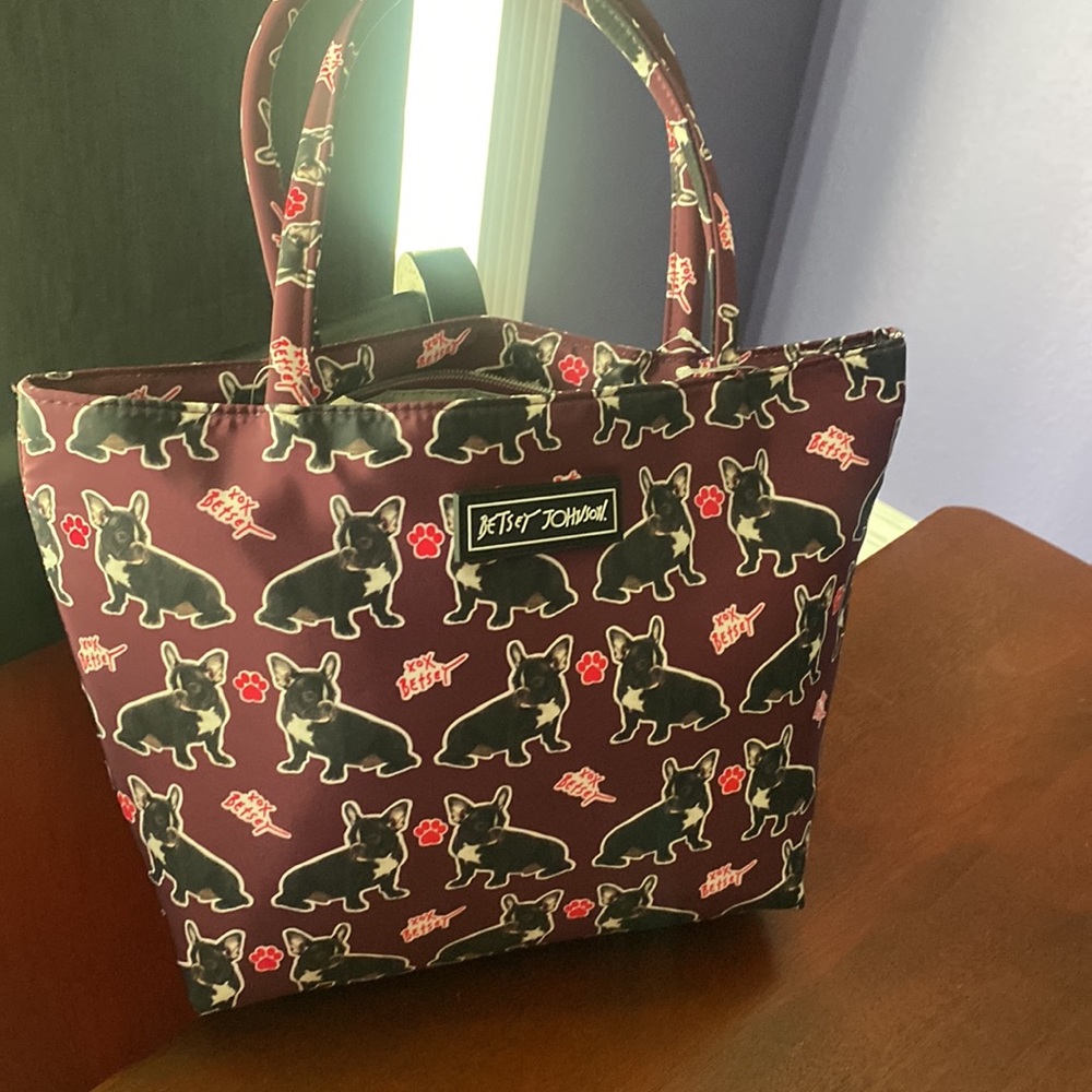Betsey Johnson Purple Dog Print Tote
